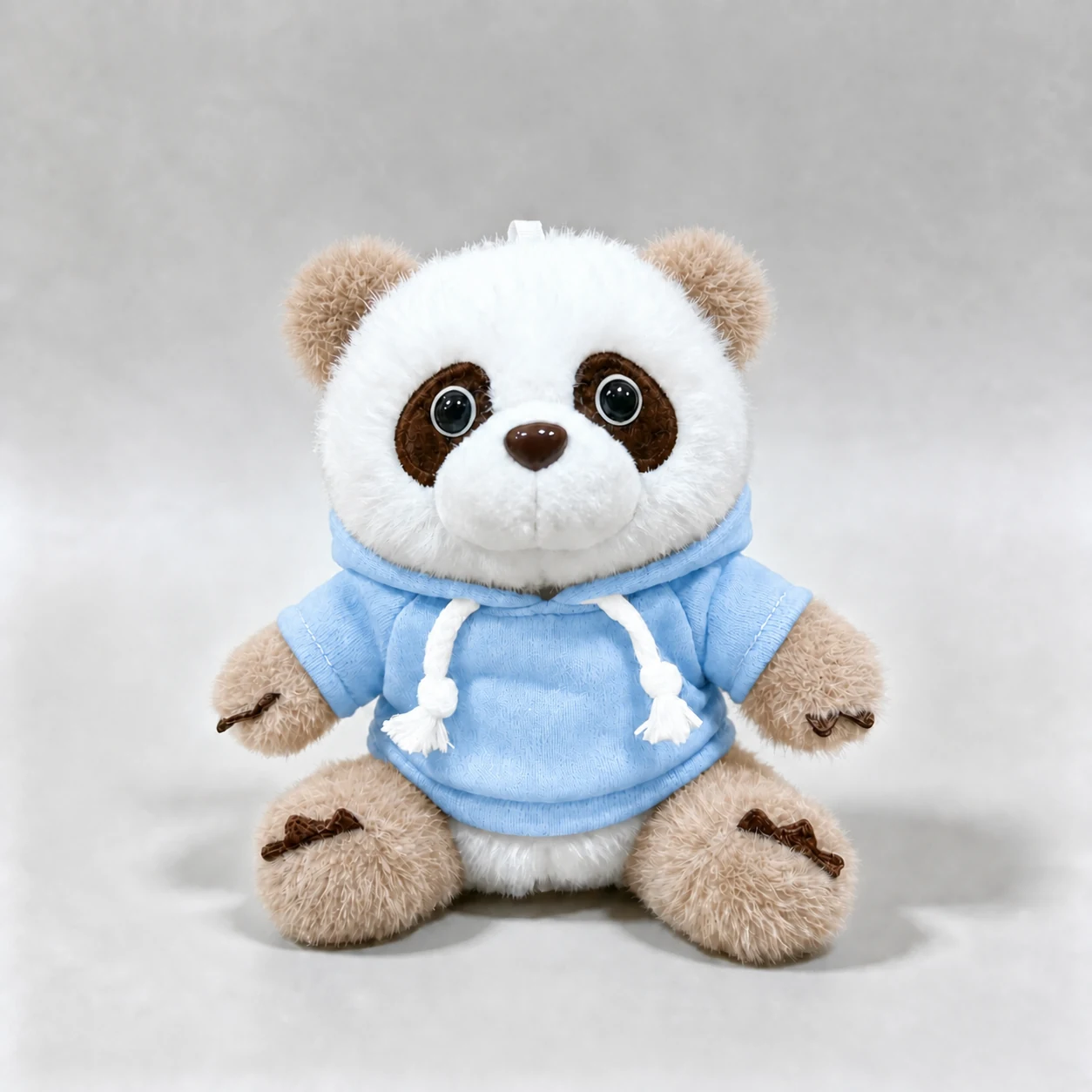 Brown & white panda · Hoodie · Sky blue